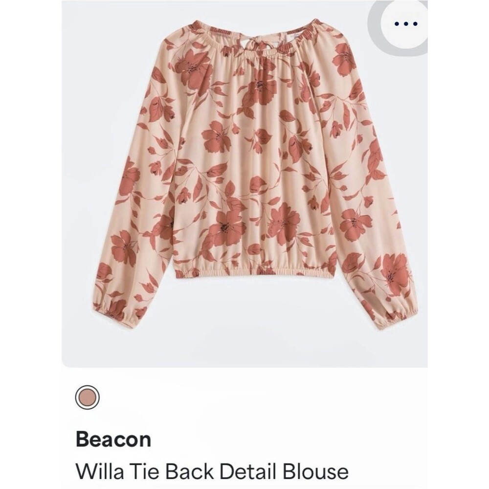 Beacon Willa Tie Back Detail Floral Blouse in Pink & Cream XL Like New